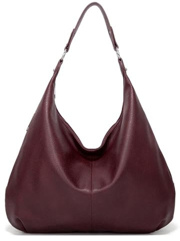 Hobo Tasche, Damensäcke, Umhängetasche PU Leder Wein roter Umhängetasche mit Reißverschluss Schultertasche modisch leicht weinrot rotes Umhängetasche