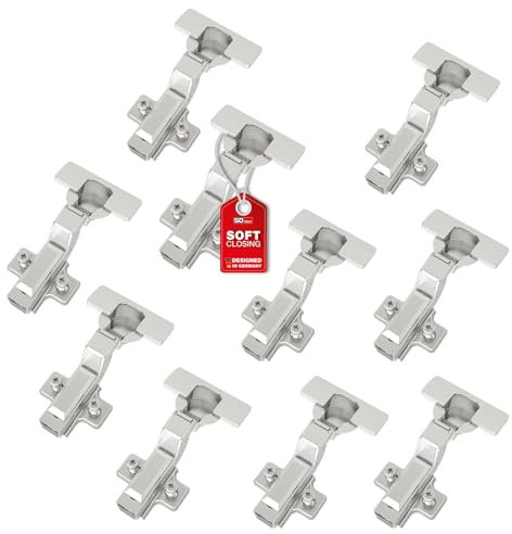 SOTECH SMOOTH 10 Stück SOFT-CLOSE Topfbänder 105° Innenanschlag T45 mit Montageplatten, Abdeckungen, Schrauben und schnell Montage KLIP, getestet mit 50000 Zyklen
