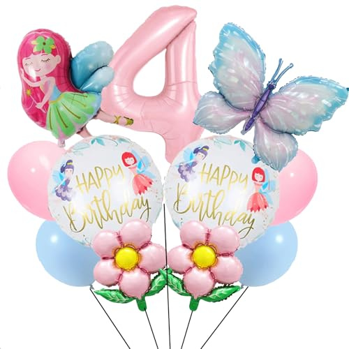 WINFLUENCE 4 Jahre Schmetterling Geburtstag Deko, Bunt Schmetterling Luftballon für Mädchen 4 Jahre Schmetterling Deko Gebuartstag Party