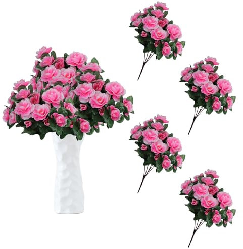 astylishome Pink Artificial Flowers 84 Bundles Outdoor Faux Plants Indoor Decorative Fake Flower for Home Garden Wall Wedding Party Outside Planter Window Box 0516