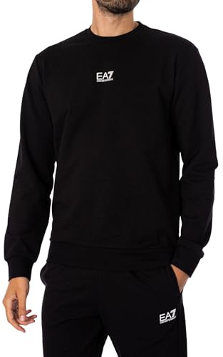 EA7 Herren Center Logo Sweatshirt, Black/White