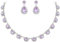 Clearine Prom Costume Jewellery, Oval Crystal Collar Statement Necklace Teardrop Pierced Dangle Earrings Weddding Jewellery Set for Women Bridal Bridesmaids Light Purple Silver-Tone