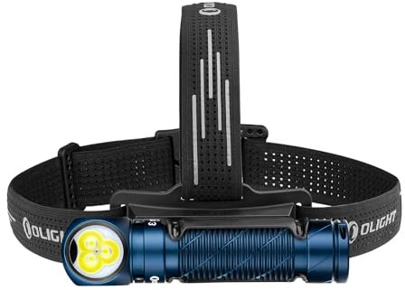 OLIGHT Perun 3 Headlamp 3000 Lumens LED Head Torch, Rechargeable Headlight with Red Light Option, Ideal for Camping, Working, Repairs and Outdoors (Midnight Blue)