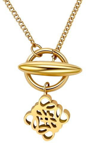 18K Kette Damen,Goldkette Damen Personalisierte Halskette Damen,Kette Gold Damen,Gold Kette Frauen Wasserdicht Einstellbare Quadratische Anhänger Halskette,Romantisches Geschenk Für Frauen