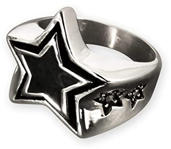 Fly Style Schwarz Stern Ring aus 316L Edelstahl - Ring Sterne Schmuck