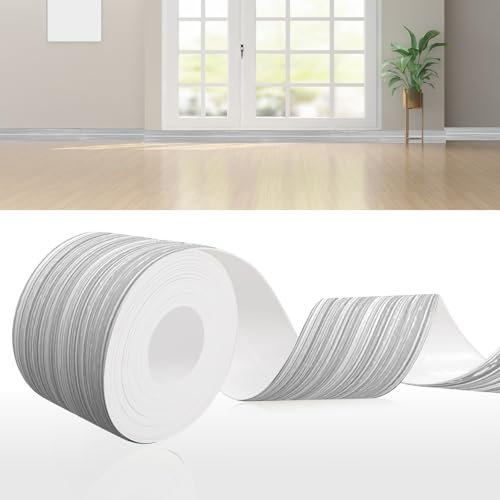 DIKARIYA Weichsockelleiste Selbstklebend Holzoptik Grau, 19x19mm 6 Meter PVC Sockelleiste Selbstklebende, Weichsockelleiste Fussleisten Selbstklebend, Flexible Knickleiste für Küche Bad Badezimmer