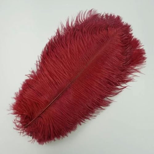 10 plumas de avestruz para manualidades de ropa, plumas para hacer joyas, decoración del hogar, centros de mesa, jarrones, decoración, vino tinto, 50-55 cm, 20-22 pulgadas