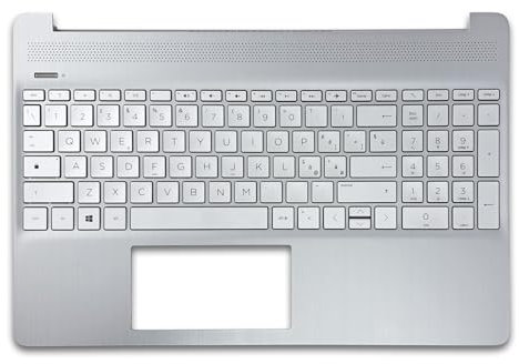 new net - Top Case Palmrest con Tastiera Compatibile con HP 15s-fq4035nl, 15s-fq4036nl, 15s-fq4037nl, 15s-fq5001sl, 15s-fq5003nl, 15s-fq5009nl [Frame Silver - Senza touchpad - Italiana]