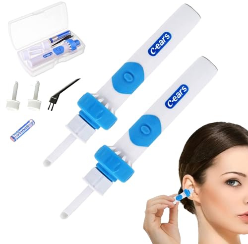 Ohrenschmalz-Sauger, 2025 Neu Ohrenreiniger, Elektrisch Sicheres Und Weiches Ear Cleaner AbsauggeräT, Mit 2 Waschbaren Ersatzköpfen Und Batterie (2 Satz)