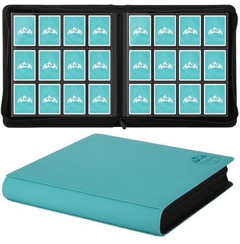 TCGPRO Sammelkarten Album 12 Fächer für bis zu 720, Karten Binder mit Reißverschluss seitlich für Standardgröße, Sammelkartenalbum für Sammelkartenspiele, Sportkarten, TCG etc. Grün