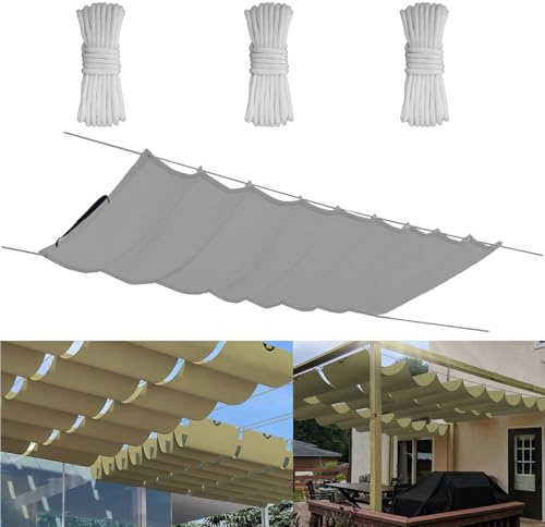 Yurun Einziehbare Welle Sonnensegel 0.5x5M, Verstellbar Aufrollbar Sonnenschutz Mit ösen, Spannmarkise Beschattung, Markise Wasserdicht Verstellbar Markisenstoff Für Terrassenüberdachung - Grauweiß