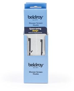 Beldray Shower Screen Hooks – Pack of 2 Glass Door (Max 1.5 cm Thickness) Hooks for Bathroom, Hang Towels, Bath Robes, Loofah, Sponge, Space-Saving Storage, No Tool Installation, Scratch-Free, Black