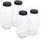 Abaodam 4pcs Portable Cup Water Bottles Square Juice Bottles Reusable Water Bottles Glass Milk Bottle with Lid Smoothie Containers Tumbler with Straw Vintage Soda Lime Glass re-usable