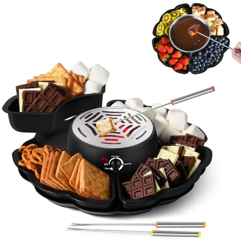 2 in 1 Electric S’Mores Maker & Fondue Pot, 280W Indoor Marshmallow Roaster Dessert Melting Furnace Chocolate Melting Pot for Family Party and Gifts