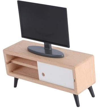 FUNOMOCYA Miniatur Fernseher Modell mit Tv Schrank Teiliges Puppenhaus Möbel Zubehör Realistische Szene Deko Langlebig Detailreich für Miniaturhäuser