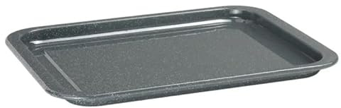 Prochef Enamel Oven Tray, PFAS-Free, 38x30x2.2 cm, Grey, Dishwasher Safe, 230°C Oven Safe