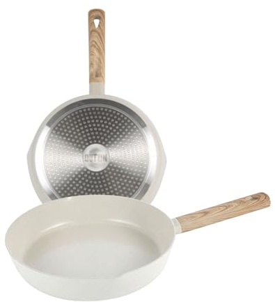 INDE QUTTIN - Sartén Ecook 30 cm Antiadherente Cerámica PFAS Free, Aluminio Reciclado, Sin Tóxicos, Apta para Inducción Gas Vitro Eléctrico Halógeno, Mango Detalle en Madera