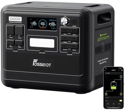 FOSSiBOT F2400 Tragbare Powerstation 2400W 2048Wh LiFePO4 | Solargenerator 1,5Std Schnellladung, 13 Ausgänge, <10ms USV, mit APP, BMS, , für Camping/Wohnmobil/Notfall