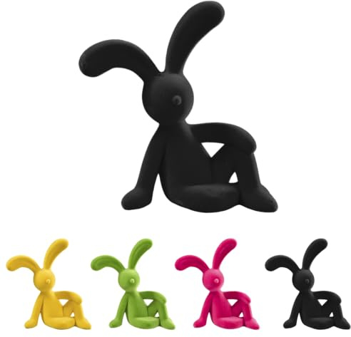 Klocke Dekorationsbedarf Moderner Design-Osterhase sitzend - Hase - Beflockte Deko-Figur in leuchtenden Farben - Stylische Osterdekoration für Wohnzimmer & Schaufenster (Schwarz, Höhe: 22,5 cm)