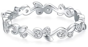 Aotiwe Anelli da donna alla moda, anello a fascia con design a fila di viti con moissanite rotonda, regalo unico