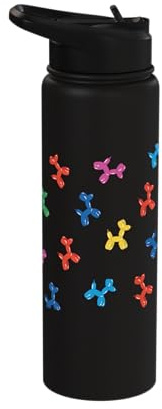 Balloons Dogs Pattern Vibrant Shiny Playful Glossy Colorful Stainless Steel Insulated Water Bottle