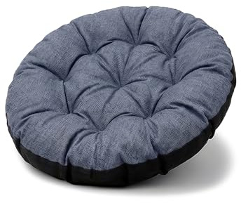 Amazinggirl Hängesessel Kissen Sitzkissen für Hängeschaukel 60 cm - Polster für Hängehöhle Lesesessel Hängestuhl und Papasansessel runde Auflage für Outdoor und Indoor Jeansfarbe Öko-leinen