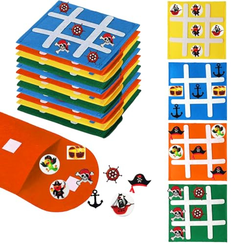 Pirates Mitgebsel Kindergeburtstag,12 Piraten Tik Tak Toe Kleine Geschenke für Kinder, Give Aways Kindergeburtstag. Mitgebsel Set, Pinata Füllung, Mini Spielzeug Schüler