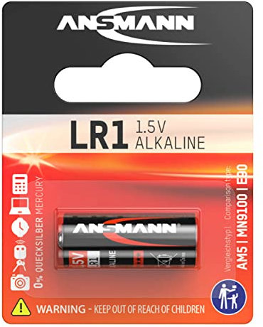 ANSMANN Pile alcaline LR1 (1 pièce) – Pile alcaline 1,5V pour calculatrice de poche, horloge murale, ouverture de garage à distance, etc. – Pile jetable à hautes performances