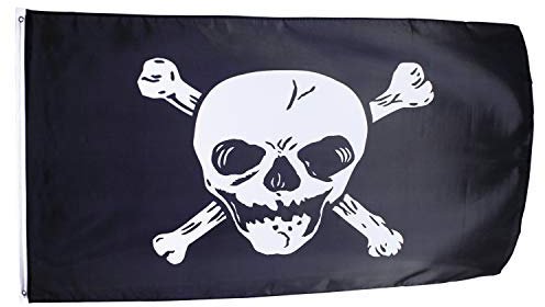 Holzspielerei Piratenflagge groß 2-farbig