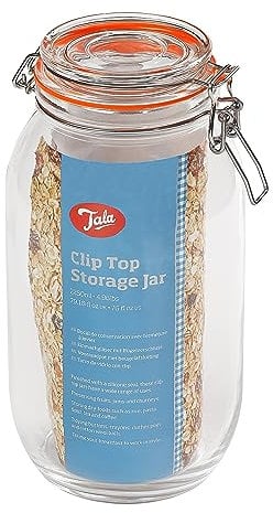 Tala 2.1l Classic Lever Arm Storage Jar Airtight & Versatile Perfect for Storing Foods, Preserving Fresh Goods and reducing waste, Solid Glass Body - 2100ml Capacity