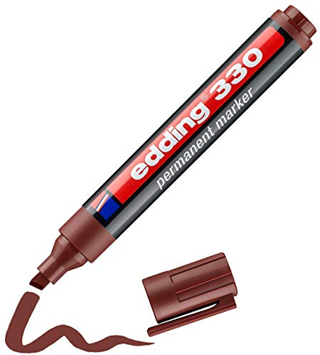 edding 330 Permanentmarker - braun - 1 Stift - Keil-Spitze 1-5 mm - wasserfest, schnell-trocknend - wischfest - für Karton, Kunststoff, Glas, Holz, Metall, Glas