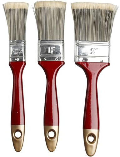 Creativ Company 10244 flach 3pièce (S) Pinsel für allgemeine Zwecke – Pinsel, allgemeine Zwecke (Brush Set, passender, flach, Gold, Rot, Edelstahl, Flat Brush, 1, 1.5, 2)