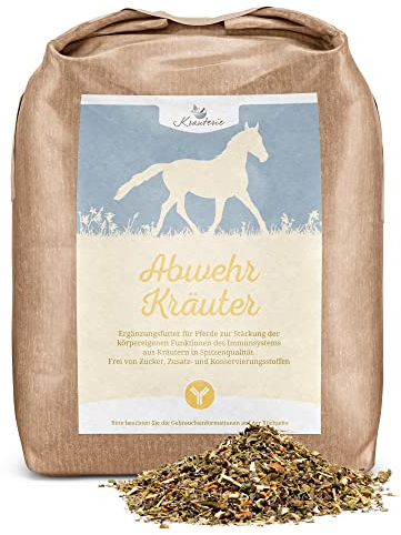 Krauterie Abwehr Kräuter für Pferde in Spitzenqualität fürs Immunsystem (2000 g) - Artgerechtes Ergänzungsfutter aus Pferdekräutern, frei von künstlichen Zusätzen