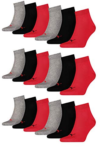 PUMA unisex Quarter Sportsocken Kurzsocken Socken 18 Paar Farbe:Mehrfarbig Menge:18 6x 3er Pack