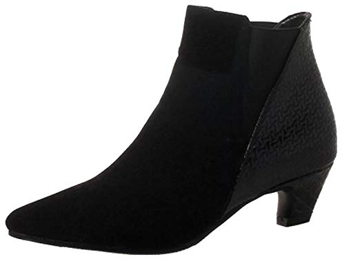 Chicmark Stivali corti da donna con tacco stucco, nero opaco, 43 EU