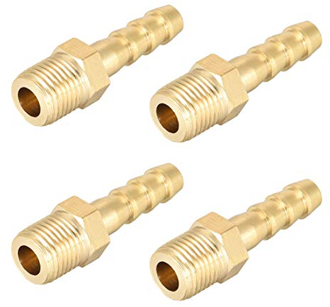 sourcing map Latón Montaje Conector Métrico Macho a Púa Manguera 6 mm x M10x1 (4 Piezas)