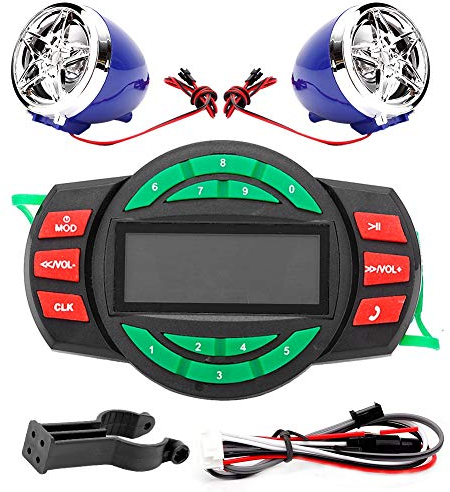 Lettore MP3 per moto BT, Fydun Lettore MP3 impermeabile per moto Lettore MP3 per radio BTcon supporto per ricarica telefono Supporto USB Riproduzione USB, riproduzione scheda TF, formato MP3