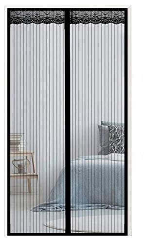 GUOGAI Zanzariera Porta Finestra Magnetica 110x250cm(43x98inch) Zanzariere a Rullo Chiusura Automatica Magnetica Anti-Zanzare per Casa Ufficio, Nero A