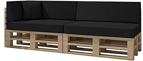 chilly pilley Palettenkissen Gartenkissen Wasserdicht Palettenauflage Palettenpolster Indoor Outdoor Waschbar Abnehmbar Sitzkissen Rückenkissen (6er Set, Schwarz)