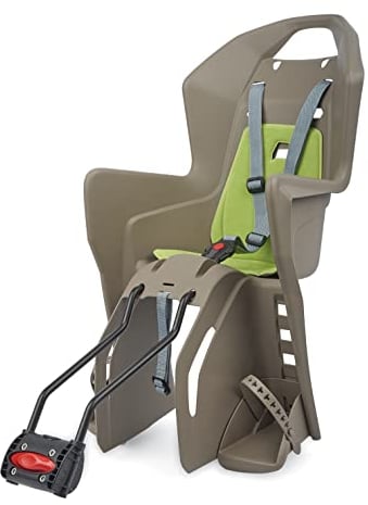 POLISPORT 8631400030 - Siège arrière KOOLAH 29'' pour vélos avec Roues de 26'' à 29'' adapté aux Enfants pesant de 9 à 22Kg avec ancrage au Cadre en Color Marron/Vert