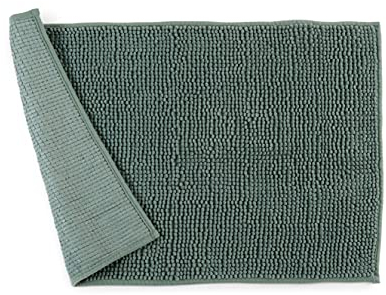 HomeLife - Moderner Badteppich aus Chenille, rutschfest, 50 x 80 cm, extra weich, super saugfähig, luxuriös, kurzflorig, moderner Duschvorleger mit gummierter Unterseite, waschbar [Olivgrün]