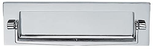 Inward Opening Letter Plate with Knocker - 226mm Fixing Centres- Polished Chrome | Front Door Letterbox Plate Cover - Interior/Exterior Mailbox Tidy - Door Post Flap