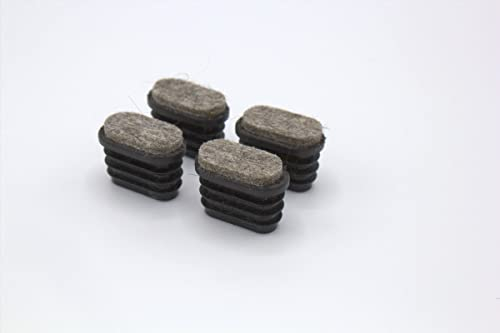 4 Fußstopfen Stuhlgleiter Bodenschoner ovale Rohre mit Filz, Kunststoff, Schwarz (30 x 15 mm)