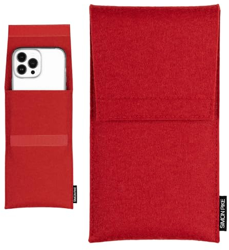 SimonPike Handyhülle passend für Apple iPhone 17 Pro Max | 16 Pro Max | 15/14/13 Pro Max (Gr. S) | Sidney rot Filztasche aus Wollfilz Handy/Smartphone Tasche