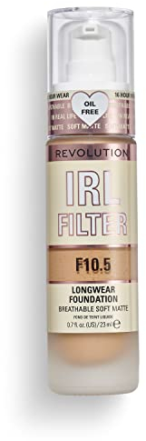 Makeup Revolution, IRL Filter Longwear Foundation, Medium to Full Coverage, F10.5, 23ml
