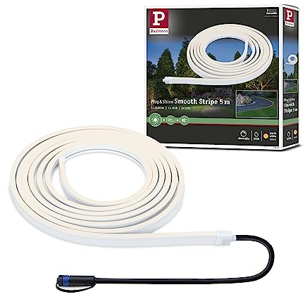 Paulmann 94680 Plug & Shine LED Außenleuchte Stripe Smooth IP68 5m incl. 1x11 W dimmbar Weiß Kunststoff 3000 K