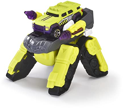 Dickie Toys Rescue Hybrids Transformator-Fahrzeug Spider Tank (12 cm) - innovatives Roboter-Fahrzeug (Panzer & Roboter in Einem) mit zusätzlichem Spielzeugauto, für Kinder ab 3 Jahren, Mehrfarbig
