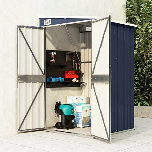 Norheim Cobertizo de Jardín Pared, Cobertizo de Almacenamiento Metalico, Casetas Jardin Exteriores, Cobertizo de Herramientas, con Puerta con Cerradura, Cobertizo de Acero Gris Antracita 118x100x178cm