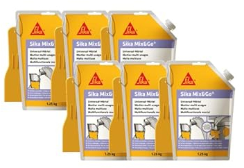 SIKA Lot de 6 mortiers de réparation prêt à mélanger Mix & Go - Gris - 1,25kg