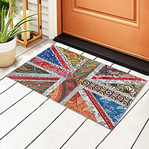 Badteppich Union Jack-Flaggen-Uk-Mandala-Kunst Badematten Dauerhaft Eingangstürmatte Schmutz Widerstehen Fussmatte Für Außen Badezimmer Schlafzimmer 40X60Cm